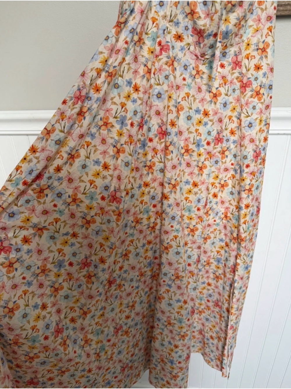 Petal & Pup Cream Maxi Dress with Orange, Pink & Blue Floral Print - Picture 2 of 5